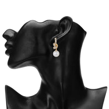 Load image into Gallery viewer, Silver-Plated Cubic Zirconia Ribbon Knot Faux Pearl Drop Earrings