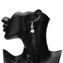 Load image into Gallery viewer, Silver-Plated Cubic Zirconia Ribbon Knot Faux Pearl Drop Earrings