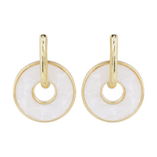 Load image into Gallery viewer, Gold-Plated Circular Mother-of-Pearl Drop Earrings