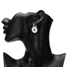 Load image into Gallery viewer, Gold-Plated Circular Mother-of-Pearl Drop Earrings