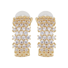 Load image into Gallery viewer, Silver-Plated Pavé Cubic Zirconia Half Hoop Earrings