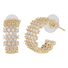 Load image into Gallery viewer, Silver-Plated Pavé Cubic Zirconia Half Hoop Earrings