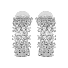 Load image into Gallery viewer, Silver-Plated Pavé Cubic Zirconia Half Hoop Earrings
