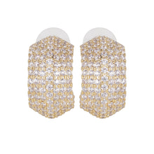 Load image into Gallery viewer, Silver/Gold-Plated Pavé Cubic Zirconia Chunky Half Hoop Earrings