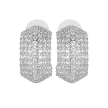 Load image into Gallery viewer, Silver/Gold-Plated Pavé Cubic Zirconia Chunky Half Hoop Earrings