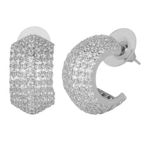 Load image into Gallery viewer, Silver/Gold-Plated Pavé Cubic Zirconia Chunky Half Hoop Earrings