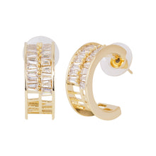 Load image into Gallery viewer, Gold Cubic Zirconia Hoop Earrings