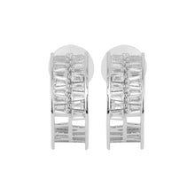 Load image into Gallery viewer, Luxury Vintage-Inspired Silver Baguette Diamond Chunky J-Hoop Earrings