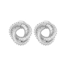 Load image into Gallery viewer, Silver-Plated Twisted Spiral Cubic Zirconia Stud Earrings