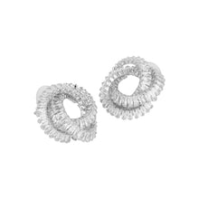 Load image into Gallery viewer, Silver-Plated Twisted Spiral Cubic Zirconia Stud Earrings
