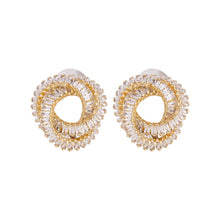 Load image into Gallery viewer, Gold-Plated Twisted Spiral Cubic Zirconia Stud Earrings