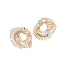 Load image into Gallery viewer, Gold-Plated Twisted Spiral Cubic Zirconia Stud Earrings