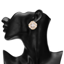 Load image into Gallery viewer, Gold/Silver-Plated Floral Cluster Cubic Zirconia Statement Stud Earrings