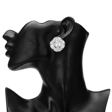 Load image into Gallery viewer, Gold/Silver-Plated Floral Cluster Cubic Zirconia Statement Stud Earrings