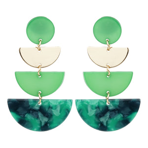 TRIBAL ZONE CLASSY GREEN RESIN DANGLER EARRING