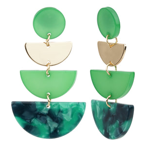TRIBAL ZONE CLASSY GREEN RESIN DANGLER EARRING