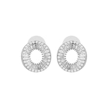 Load image into Gallery viewer, Gold-Plated Circular Cubic Zirconia and Faux Pearl Stud Earrings