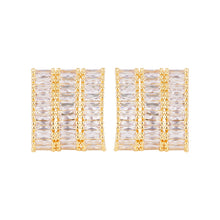 Load image into Gallery viewer, Silver-Plated Baguette Cubic Zirconia Curved Stud Earrings
