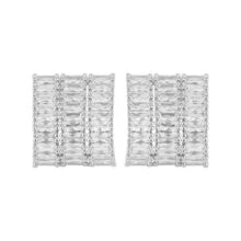 Load image into Gallery viewer, Silver-Plated Baguette Cubic Zirconia Curved Stud Earrings