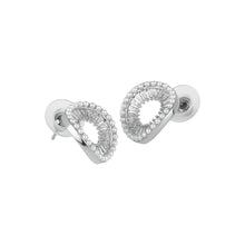 Load image into Gallery viewer, Gold-Plated Circular Cubic Zirconia and Faux Pearl Stud Earrings