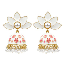 Load image into Gallery viewer, TRIBAL ZONE  WHITE PREETY JHUMKA EARRING