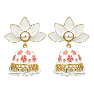 TRIBAL ZONE  WHITE PREETY JHUMKA EARRING