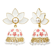 Load image into Gallery viewer, TRIBAL ZONE  WHITE PREETY JHUMKA EARRING