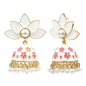 TRIBAL ZONE  WHITE PREETY JHUMKA EARRING
