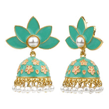 Load image into Gallery viewer, TRIBAL ZONE GREEN PREETY JHUMKA EARRING