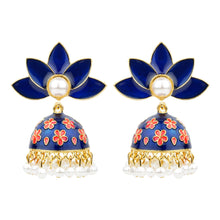 Load image into Gallery viewer, TRIBAL ZONE NAVY BLUE PREETY JHUMKA EARRING