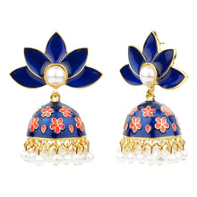 Load image into Gallery viewer, TRIBAL ZONE NAVY BLUE PREETY JHUMKA EARRING