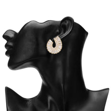 Load image into Gallery viewer, Gold-Plated Baguette American Diamond Fan Hoop Stud Earrings