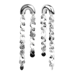 TRIBAL ZONE GLLITERING  SILVER DROP EARRING