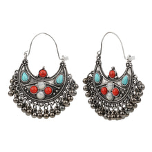 Load image into Gallery viewer, TRIBAL ZONE VINTAGE OXIDISED ETHNIC EARRING