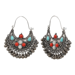 TRIBAL ZONE VINTAGE OXIDISED ETHNIC EARRING