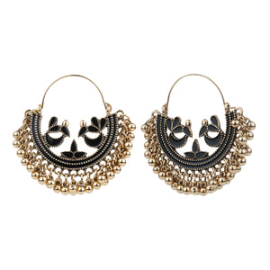 TRIBAL ZONE ETHNIC BLACK EARRING