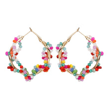 Load image into Gallery viewer, TRIBAL ZONE FANCY MULTICOLOR GOLDEN HOOP EARRING