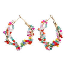 Load image into Gallery viewer, TRIBAL ZONE FANCY MULTICOLOR GOLDEN HOOP EARRING