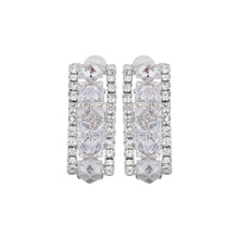 Load image into Gallery viewer, Rhodium-Plated American Diamond Multi-Row Hoop Earrings