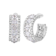 Load image into Gallery viewer, Rhodium-Plated American Diamond Multi-Row Hoop Earrings