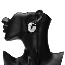 Load image into Gallery viewer, Rhodium-Plated American Diamond Multi-Row Hoop Earrings