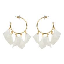 Load image into Gallery viewer, TRIBAL ZONE FRILLY WHITE C HOOP EARRING