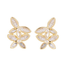 Load image into Gallery viewer, Gold-Plated Marquise American Diamond Leaf Cluster Stud Earrings