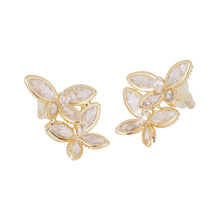 Load image into Gallery viewer, Gold-Plated Marquise American Diamond Leaf Cluster Stud Earrings