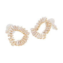 Load image into Gallery viewer, Gold-Plated Baguette American Diamond Heart Stud Earrings