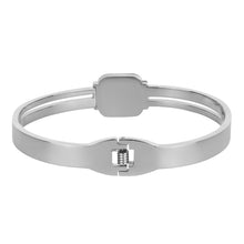 Load image into Gallery viewer, Pearl Cabochon Baguette Bangle - Silver