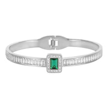 Load image into Gallery viewer, Emerald Halo Baguette Bangle