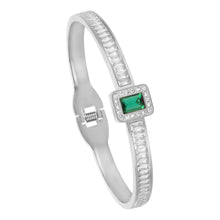 Load image into Gallery viewer, Emerald Halo Baguette Bangle