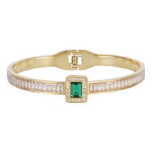 Load image into Gallery viewer, Gold Emerald Bangle  Description: