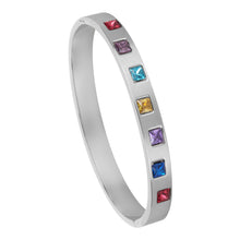 Load image into Gallery viewer, Silver Multi-Stone Square Bangle